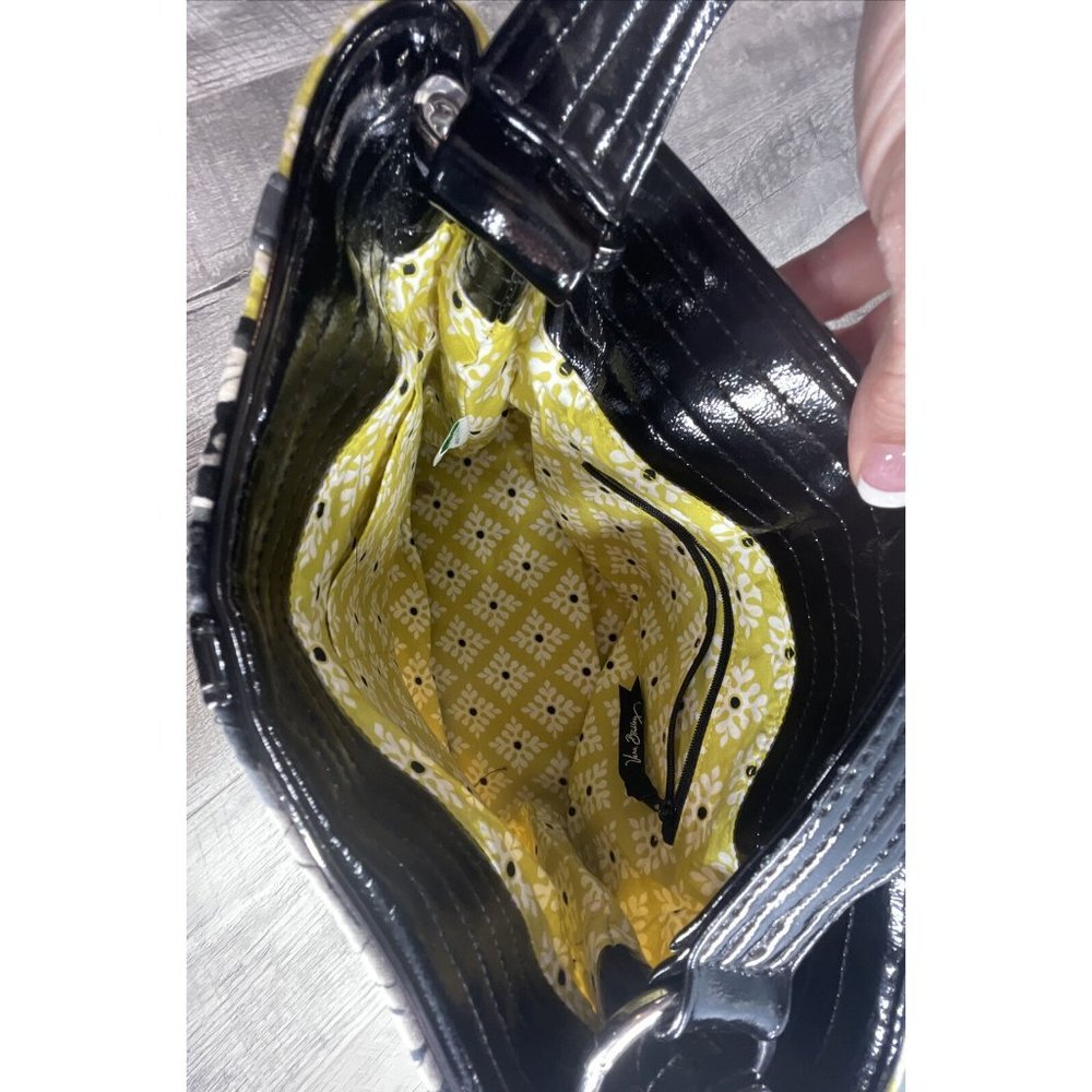 Vera Bradley Womens Purse Baroque Hand Bag Black Yellow Medium Tote Satchel - Picture 3 of 8